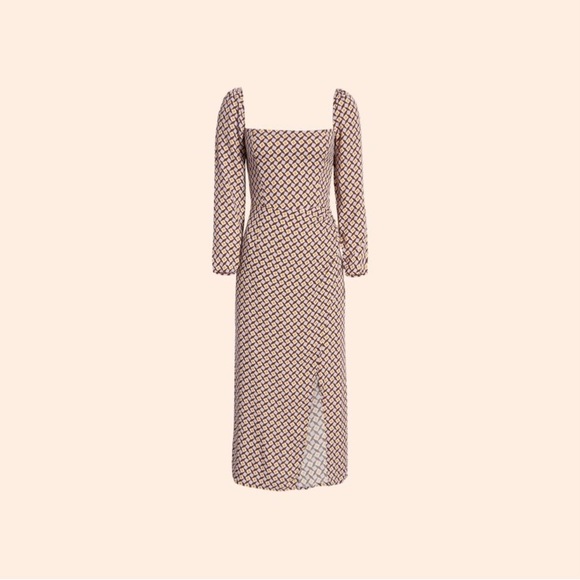 Reformation Hilda Midi Long Sleeve Dress Plaza Print Size 8 NWT - Picture 15 of 16